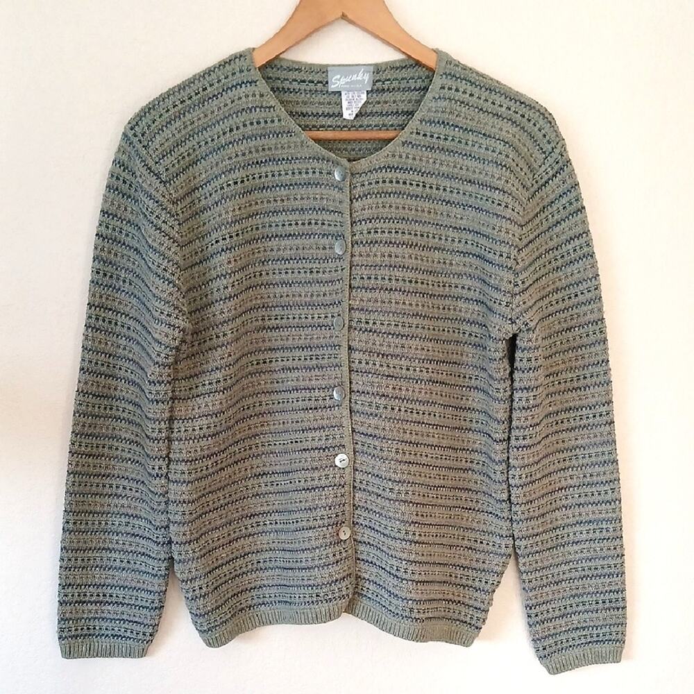 Vintage Spunky Green Cardigan Button Up Sweater